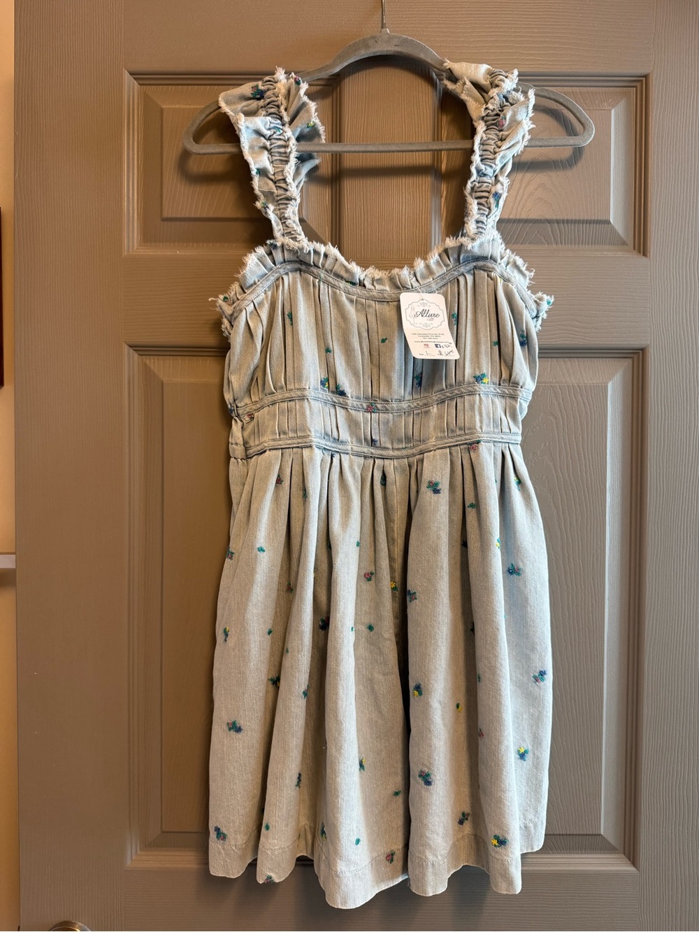 Women’s Denim Floral Embroidered Romper